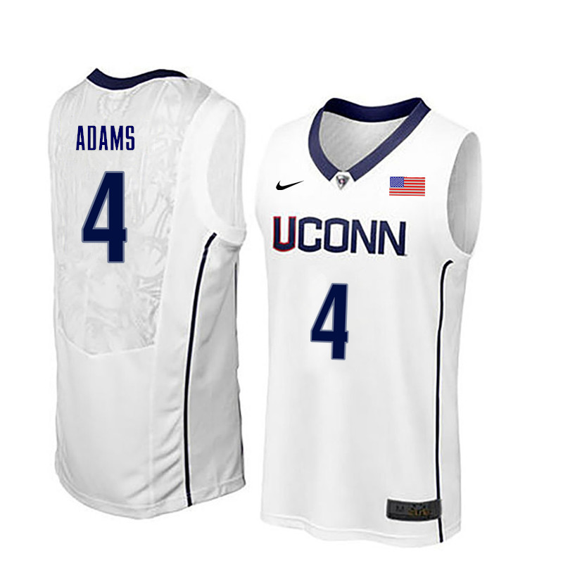 Men Uconn Huskies #4 Jalen Adams College Basketball Jerseys-White